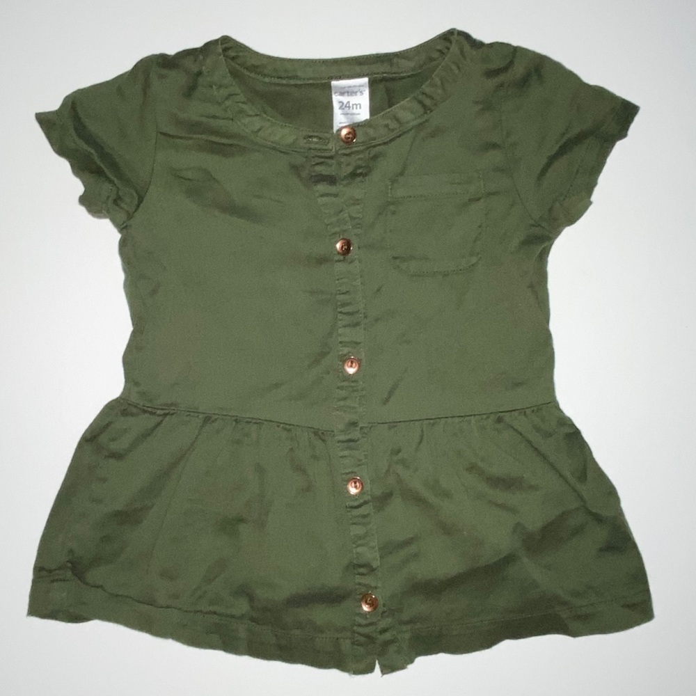 Army green baby top/dress size 24M